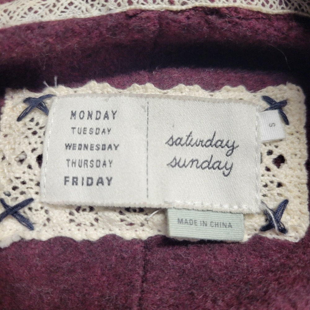 Anthropologie‎ Saturday Sunday Cardigan Sweater Womens Size S Burgundy Comfycore - Picture 3 of 11